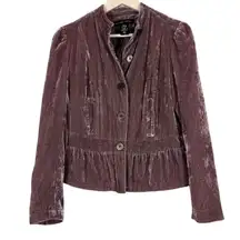 New York & Company Blazer Womens 6 Mauve Crushed Velvet Goblin Witchy Edwardian
