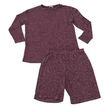 Ekouaer Plum Purple Ribbed Pajama Lounge Set