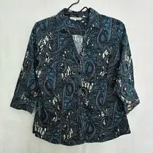 5/$25 Dana Buchman paisley button up shirt medium