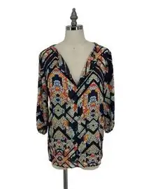 Three Eighty Two Top Women’s Multi Color XS Open Front Sheer Blouse