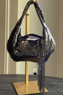 Whiting & Davis Marisol Twisted Hobo Handbag in Gunmetal