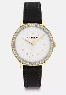 coach watch black leather