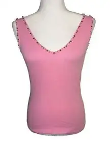 Y2K Light Pink Beaded Tank L Energie