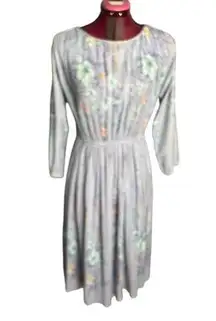 shirt dress floral pleated pastel purple seafoam