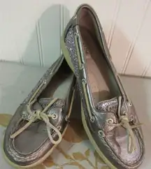 Sperry topsider silver with sparkles size 8.5