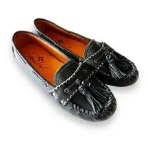 Patricia Nash Italian Leather Driving Moccasin Black Loafer Women’s Size 10 NWOT