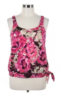 Maxine of Hollywood Tankini Top 14 Pink Floral Blouson Retro Glam Pool Beach