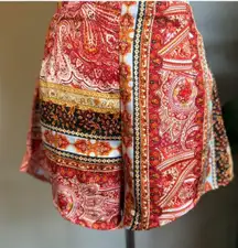 Orange boho paisley shorts whimsigoth Y2K fall floral 8
