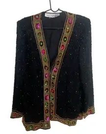 Laurence Kazar SZ L Vintage 1980s beaded jacket