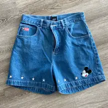 Vintage 90s rare Disney Mickey Mouse high rise denim jean shorts 26