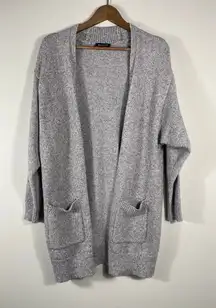 Express Women’s Open Front Cardigan Sweater Size S Gray Soft Knit Pockets