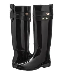 Black 'Talia' Tall Rubber Rainboots