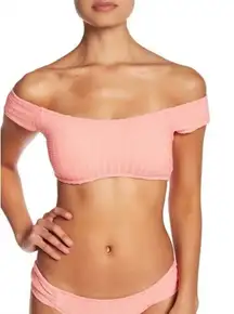 LUCKY BRAND Pale Pink Off Shoulder Swimsuit Bikini Top Size US Large
