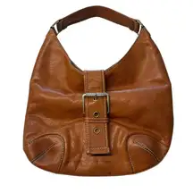 Y2K Michael‎ Kors Buckle Hobo Shoulder Bag Cognac Brown Slouchy Western Country