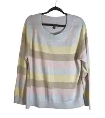 Chaps Sz XL Pastel Stripe Boat Neck Knit Pullover Sweater NWT Lightweight Cozy