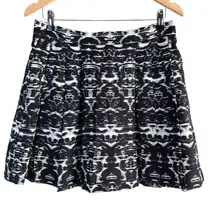 J.Crew Blurred Ikat Pleated Mini Skirt in Black White Zipper Back, Size 4