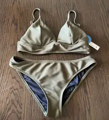 Cupshe Olive Army Green Ribbed Two Piece Swimsuit M, NWT