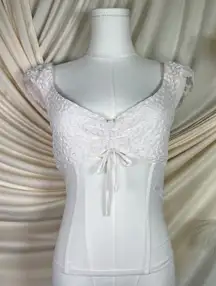 Kimchi Blue Dalilah Lace Top In White Coquette Dainty‎ Mesh Size Medium