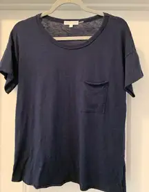 Grey Lab Nordstrom Women’s Tee Shirt Size Small Navy Blue Distressed Bottom NWOT