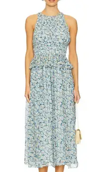 Ulla Johnson 100% Silk Adeline Dress $790 Size 4 Blue Floral