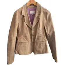 Wilsons Leather Maxima Y2K Tan Suede Two Button Jacket - size Large