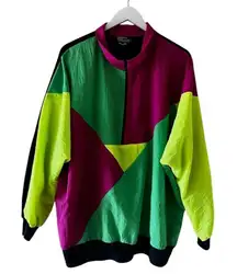 Vintage Silver Threads Magic Line Color Block Quarter Zip Pull Over Sz 3X #2391