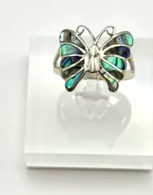 Abalone Shell Inlay Sterling Silver Handmade Ring Size 10