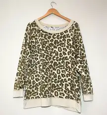 Free People Go Get On Oversized Leopard Pullover Sweatshirt