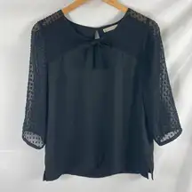 Hinge Sheer polka dot sleeve chiffon blouse S