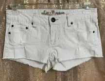 Wallflower Denim Wet Seal White Y2K Low Rise Micro Booty Shorts Size 9