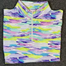 IBKÜL Golf Fishing Shirt Womens M Multi Tie Dye UPF 50+ Quick Dry Quarter Zip