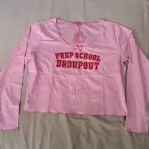 Sugar Thrillz Pink and Red Long Sleeve Cropped Tee