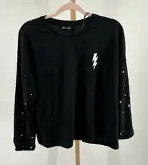 Love Lace black long sleeve fleece lightening bolt and stars top size 2X