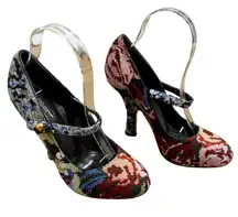 Dolce & Gabbana Floral Tapestry Mary Jane Heels Multicolor Baroque Pumps EU 37.5