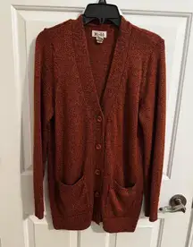 Mudd Women's Button Up Rust Cardigan Grandpa Pockets Size L