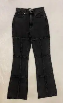 PAC Sun distressed patchwork high rise bootcut black jeans size 26