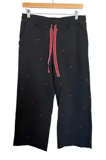 Sundry Women’s Hearts Flare Pocket Sweatpants in Black/Navy and Red Size M