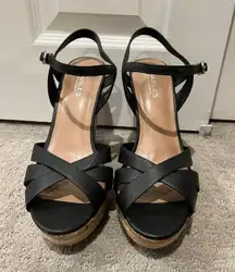 Strappy Black Wedges 