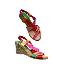 Colorblock Y2K Azura Strappy Espadrille Wedge Slingback Heels