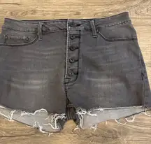 Umgee Jeans Company Women's Gray Button Fly Frayed Hem Denim Shorts Size 30