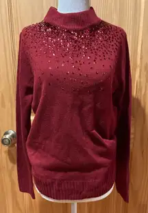Juicy Couture Red sequined mock neck sweater women’s M