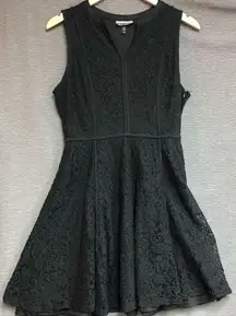 Allison Brittany, medium V-neck black lace overlay dress fit and flare