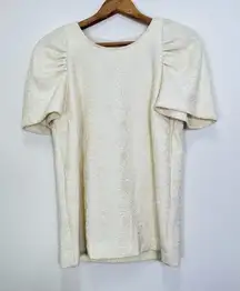 See by Chloe Cream‎ Floral Lace Jacquard Puff Sleeve Structred Feminine Blouse 2