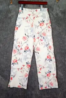 Lulu's Budding Bliss Ivory Floral Print Wide Leg Womens Pants Size Small