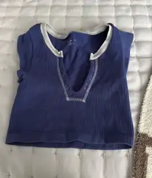 Urban Outfitters Top Cropped Ribbed Tank Blue