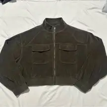 AERIE Cropped Velour Zip-Up Jacket