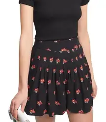 Maeve Women's XS Black Floral Patchwork Pleated Pull-On‎ Shorts Casual