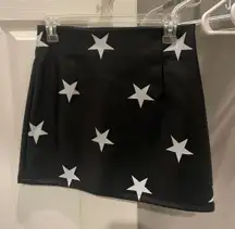 Black Leather Star Mini Skirt