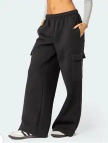 Edikted  Wide Leg Cargo Sweatpants Dark Grey