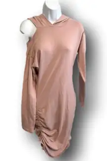 Style Rack NWT Boutique Blush Pink Cold Shoulder Women’s Dress Small hood ruched drawstring